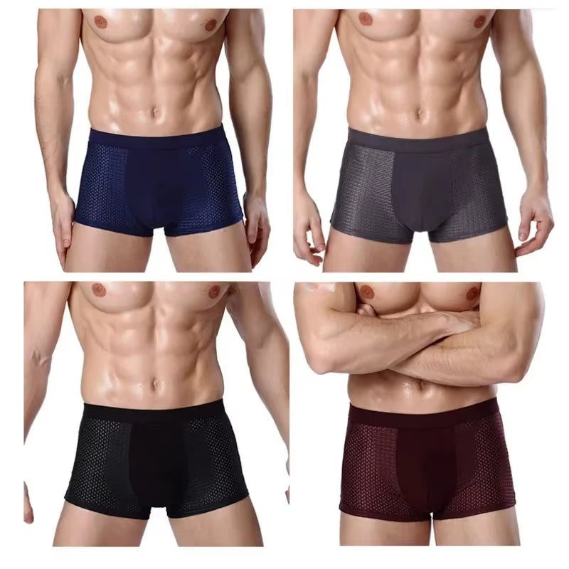 Plus Size 8XL Men'S Underwear Bamboo Fiber Breathable Boxer Shorts anti Chafing Solid Panties 4 Pack Moisture Wicking Underpants