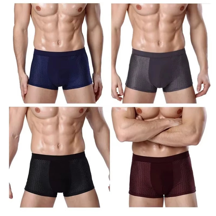 Plus Size 8XL Men'S Underwear Bamboo Fiber Breathable Boxer Shorts anti Chafing Solid Panties 4 Pack Moisture Wicking Underpants