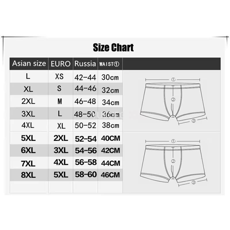 Plus Size 8XL Men'S Underwear Bamboo Fiber Breathable Boxer Shorts anti Chafing Solid Panties 4 Pack Moisture Wicking Underpants